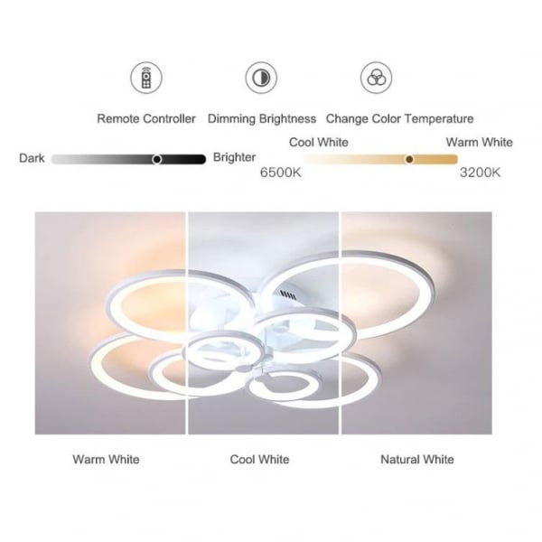Lustra LED Circle Design 8 Cercuri cu telecomanda [4]